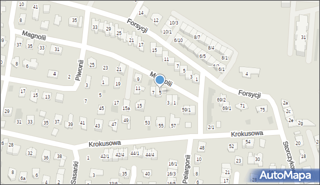 Rzeszów, Magnolii, 5, mapa Rzeszów