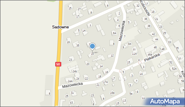 Sadowne, Mazowiecka, 10, mapa Sadowne