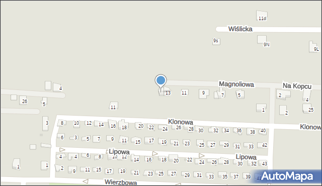 Skoczów, Magnoliowa, 15, mapa Skoczów