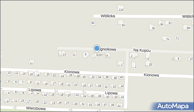 Skoczów, Magnoliowa, 7, mapa Skoczów