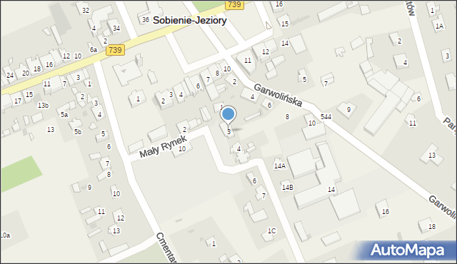 Sobienie-Jeziory, Mały Rynek, 3, mapa Sobienie-Jeziory