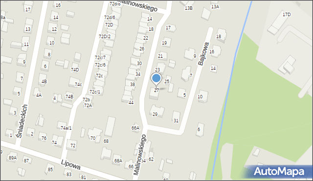 Sokołów Podlaski, Malinowskiego, 27, mapa Sokołów Podlaski