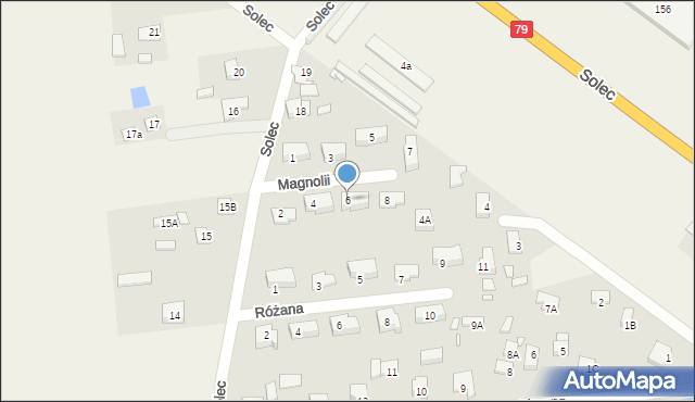 Solec, Magnolii, 6, mapa Solec