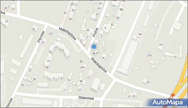 Sosnowiec, Małobądzka, 8, mapa Sosnowca