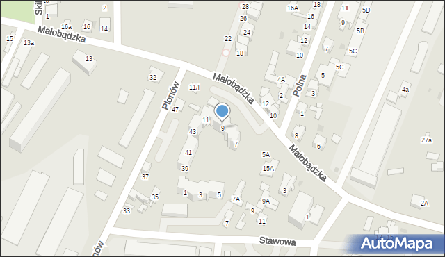 Sosnowiec, Małobądzka, 9, mapa Sosnowca