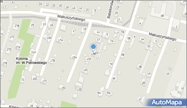 Sosnowiec, Makuszyńskiego Kornela, 13B, mapa Sosnowca