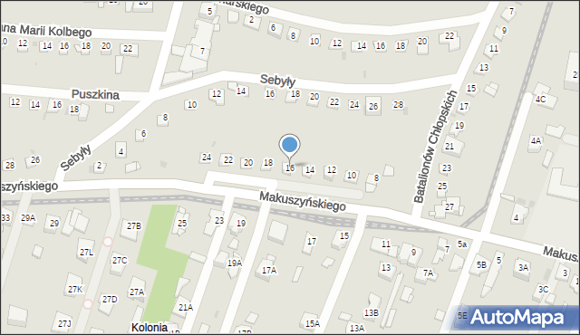 Sosnowiec, Makuszyńskiego Kornela, 16, mapa Sosnowca