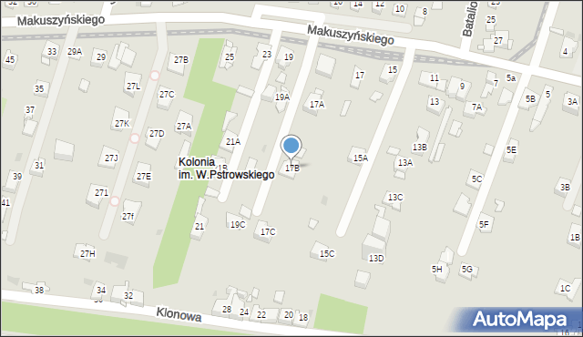 Sosnowiec, Makuszyńskiego Kornela, 17B, mapa Sosnowca