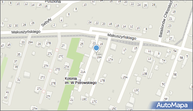 Sosnowiec, Makuszyńskiego Kornela, 19b, mapa Sosnowca