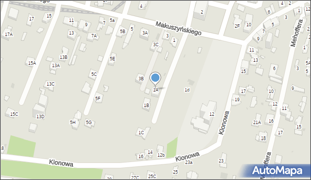 Sosnowiec, Makuszyńskiego Kornela, 1A, mapa Sosnowca