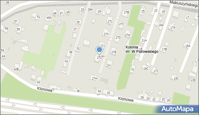Sosnowiec, Makuszyńskiego Kornela, 271, mapa Sosnowca
