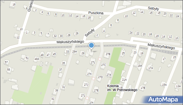 Sosnowiec, Makuszyńskiego Kornela, 27B, mapa Sosnowca