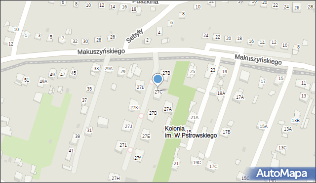Sosnowiec, Makuszyńskiego Kornela, 27C, mapa Sosnowca