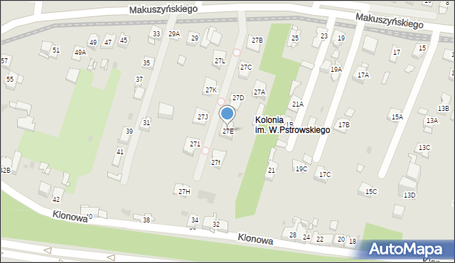 Sosnowiec, Makuszyńskiego Kornela, 27E, mapa Sosnowca