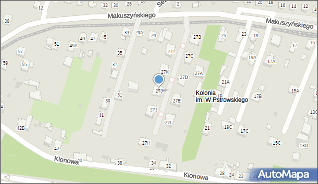 Sosnowiec, Makuszyńskiego Kornela, 27J, mapa Sosnowca