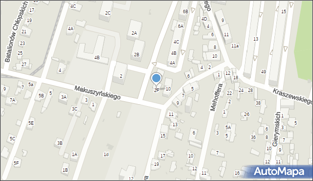 Sosnowiec, Makuszyńskiego Kornela, 2F, mapa Sosnowca