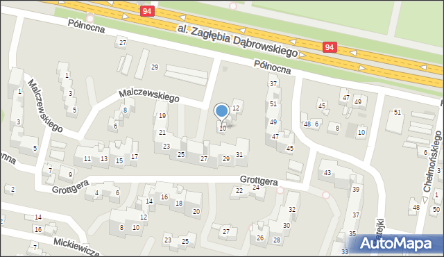 Sosnowiec, Malczewskiego Jacka, 10, mapa Sosnowca