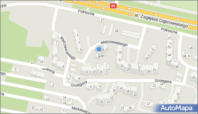 Sosnowiec, Malczewskiego Jacka, 6, mapa Sosnowca