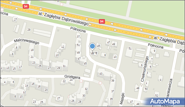 Sosnowiec, Matejki Jana, 48, mapa Sosnowca