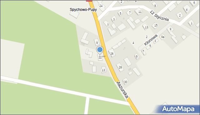 Spychowo, Mazurska, 11, mapa Spychowo