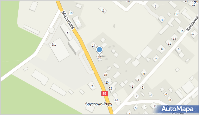 Spychowo, Mazurska, 16, mapa Spychowo