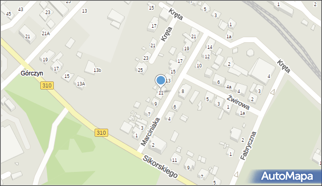 Śrem, Marciniaka Floriana, 11, mapa Śrem