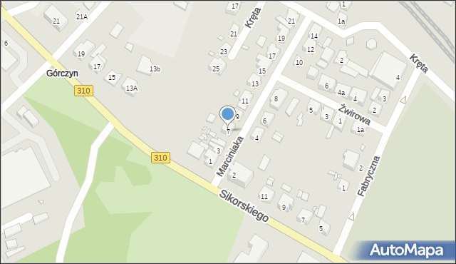 Śrem, Marciniaka Floriana, 7, mapa Śrem