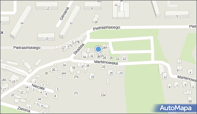 Starachowice, Martenowska, 30, mapa Starachowic