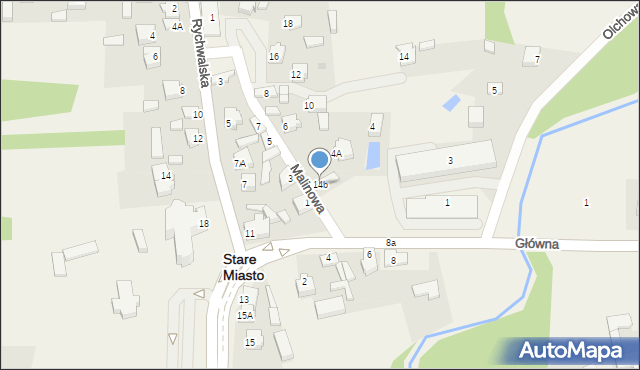 Stare Miasto, Malinowa, 14b, mapa Stare Miasto