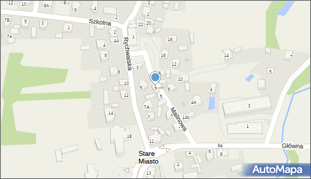 Stare Miasto, Malinowa, 7, mapa Stare Miasto