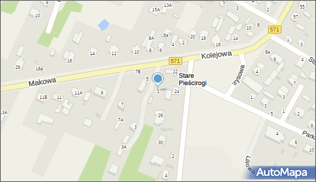 Stare Pieścirogi, Makowa, 1, mapa Stare Pieścirogi