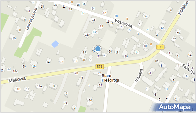 Stare Pieścirogi, Makowa, 4, mapa Stare Pieścirogi