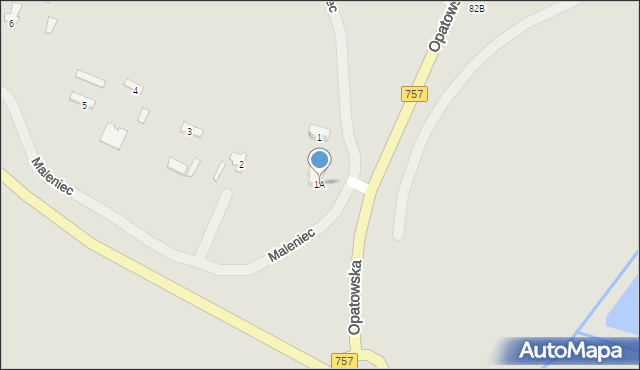 Staszów, Maleniec, 1A, mapa Staszów