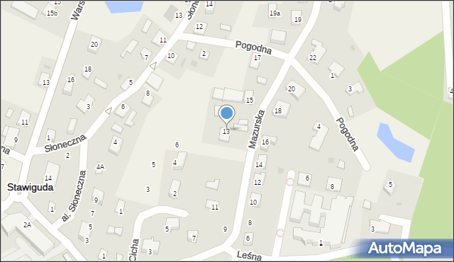 Stawiguda, Mazurska, 13, mapa Stawiguda
