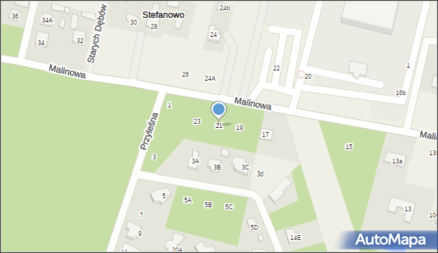 Stefanowo, Malinowa, 21, mapa Stefanowo