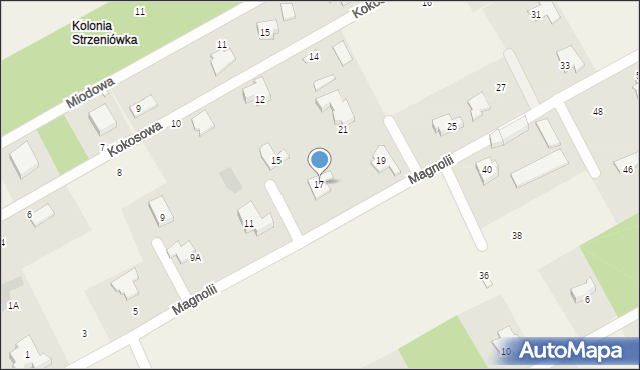Strzeniówka, Magnolii, 17, mapa Strzeniówka