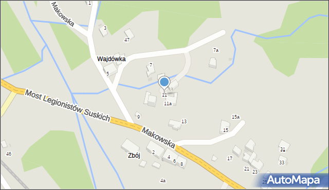 Sucha Beskidzka, Makowska, 11, mapa Sucha Beskidzka