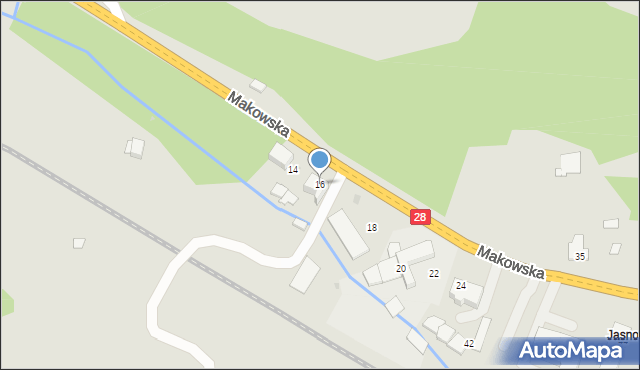 Sucha Beskidzka, Makowska, 16, mapa Sucha Beskidzka