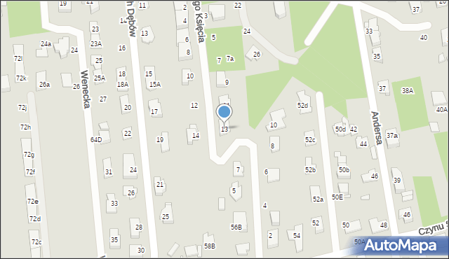 Sulejówek, Małego Księcia, 13, mapa Sulejówek