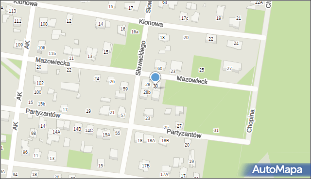 Sulejówek, Mazowiecka, 30a, mapa Sulejówek