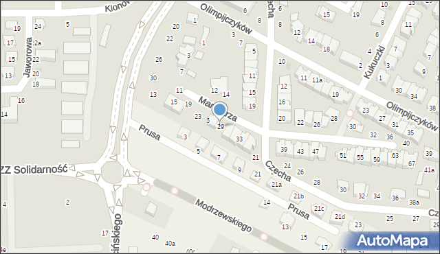 Świdnik, Marusarza Stanisława, 29, mapa Świdnika