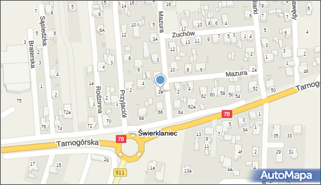 Świerklaniec, Mazura, 1a, mapa Świerklaniec