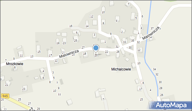 Świnna, Malownicza, 20, mapa Świnna