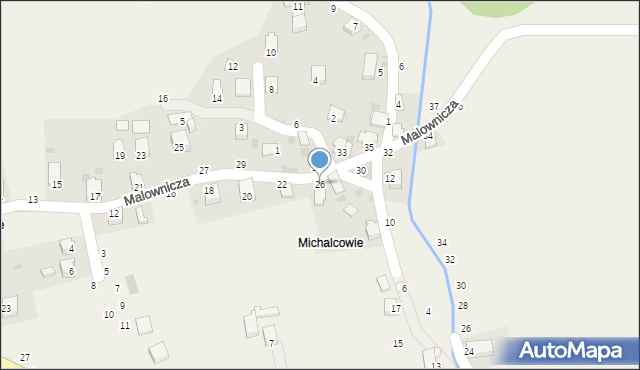 Świnna, Malownicza, 26, mapa Świnna