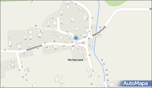 Świnna, Malownicza, 28, mapa Świnna