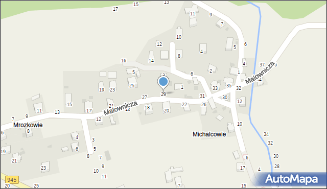 Świnna, Malownicza, 29, mapa Świnna