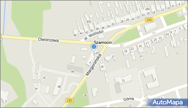 Szamocin, Margonińska, 2, mapa Szamocin