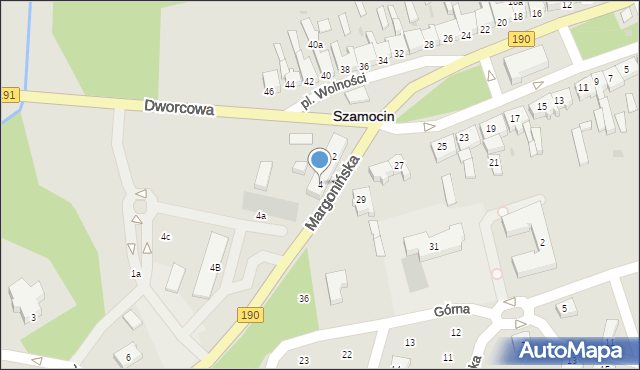 Szamocin, Margonińska, 4, mapa Szamocin