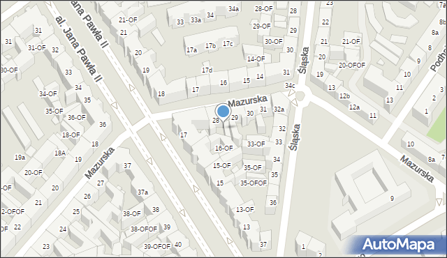 Szczecin, Mazurska, 28-OF, mapa Szczecina