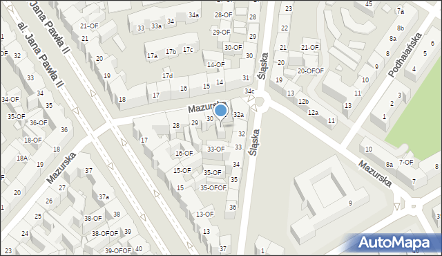 Szczecin, Mazurska, 30A, mapa Szczecina
